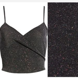 Glitter Knit Faux Wrap Camisole